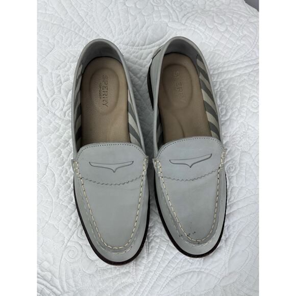 Sperry Women's Size 8 Gray Suede Leather Slip On Summer Preppy Penny Loafers - Picture 9 of 11